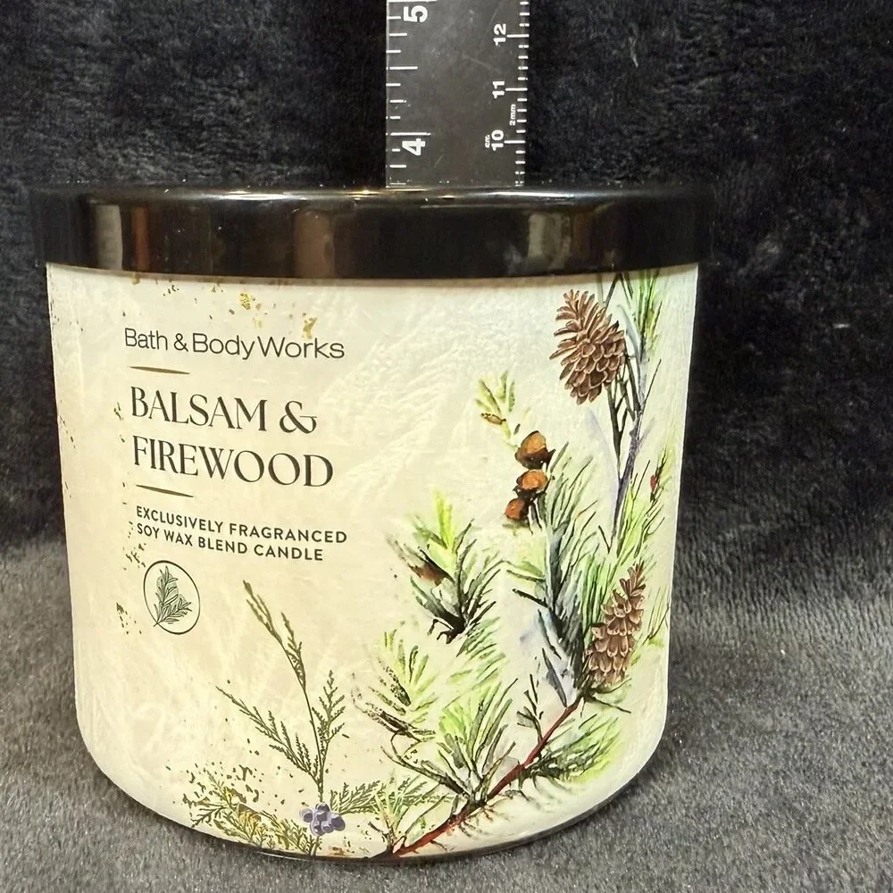 Bath & Body Works BALSAM & FIREWOOD  Large 3-Wick Scented Candle Holiday 2025